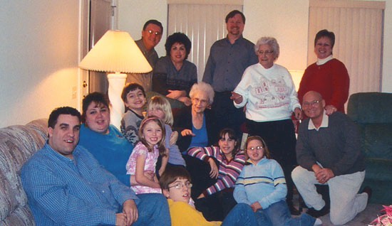 Top - Richard & Rosanna Briscar, Robert Martel, Baba, Mary Ellen Isom - On sofa, Curt Briscar, Nancy Martel, Emily Briscar, Tyler Briscar, Samantha Briscar, Grandma Nicoletti - On floor, Jonathan Briscar, Lyndsey Briscar, Rachel Isabella, Larry Isom -  and Maureen Isabella took the picture.